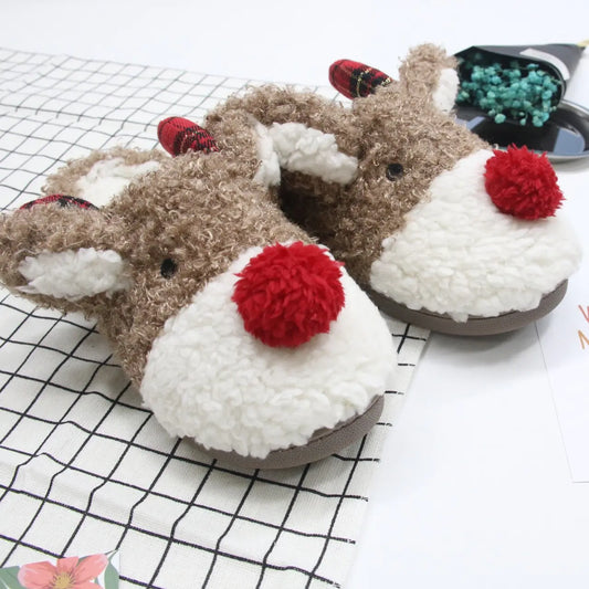 Cute Warm Elk Cotton Slippers - Anti-skid & Waterproof